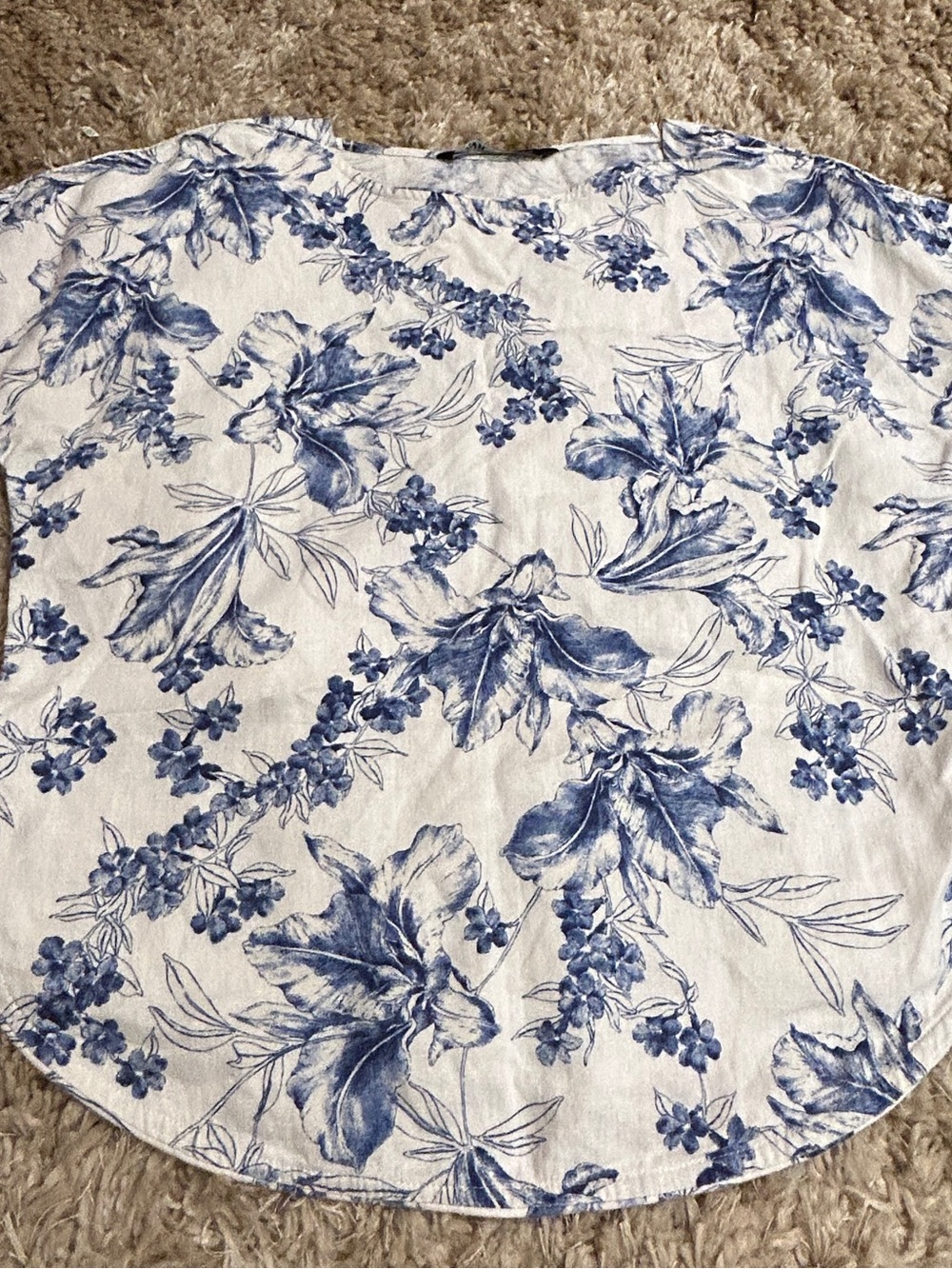 Zara Blue and White Floral Tunic Top